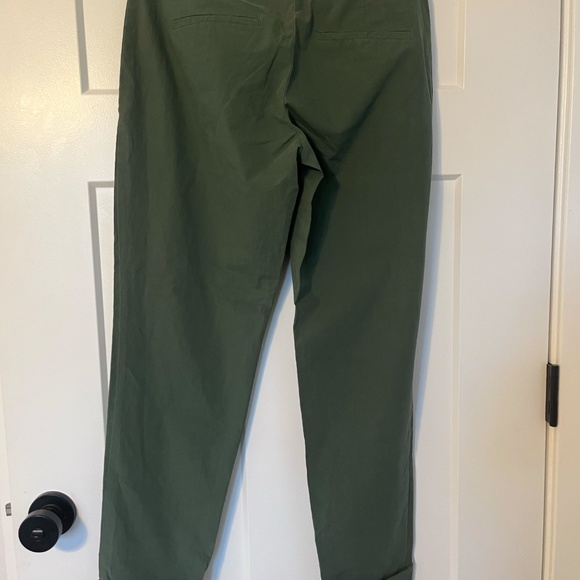 Theory Women's Olive Green Chinos 100% Cotton Size 4 Cuffed Straight Leg Preppy - Picture 5 of 11